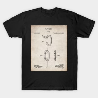 Carabiner Ring Patent - Rock Climber Mountain Climbing Art - Antique T-Shirt